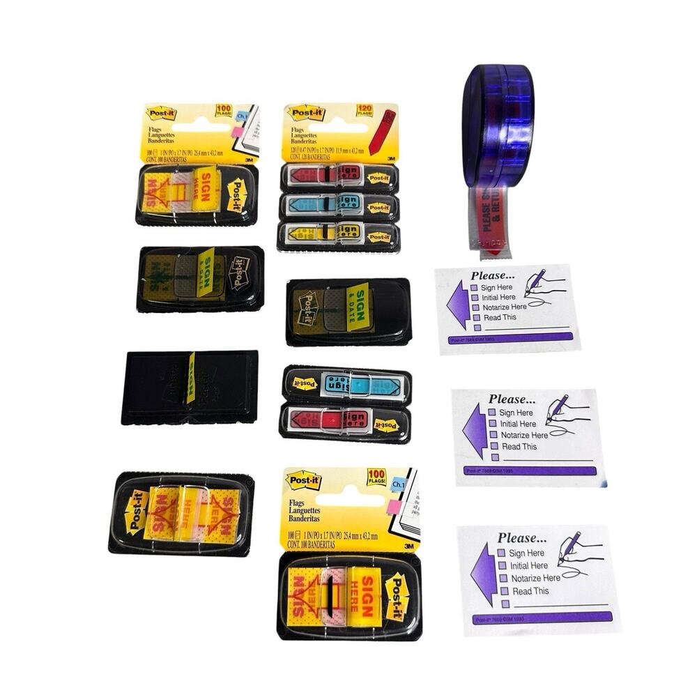 Lot Of Post it Page Flags Sign Here Multicolor￼